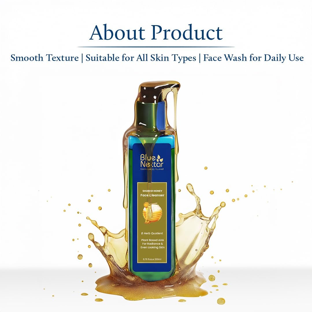Blue Nectar Ayurvedic Honey and Aloe Vera Face Wash & Makeup Remover - Daily Facial Cleanser for Women and Men, All Skin Types (8 Herbs, 3.4 Fl Oz) - görsel 13