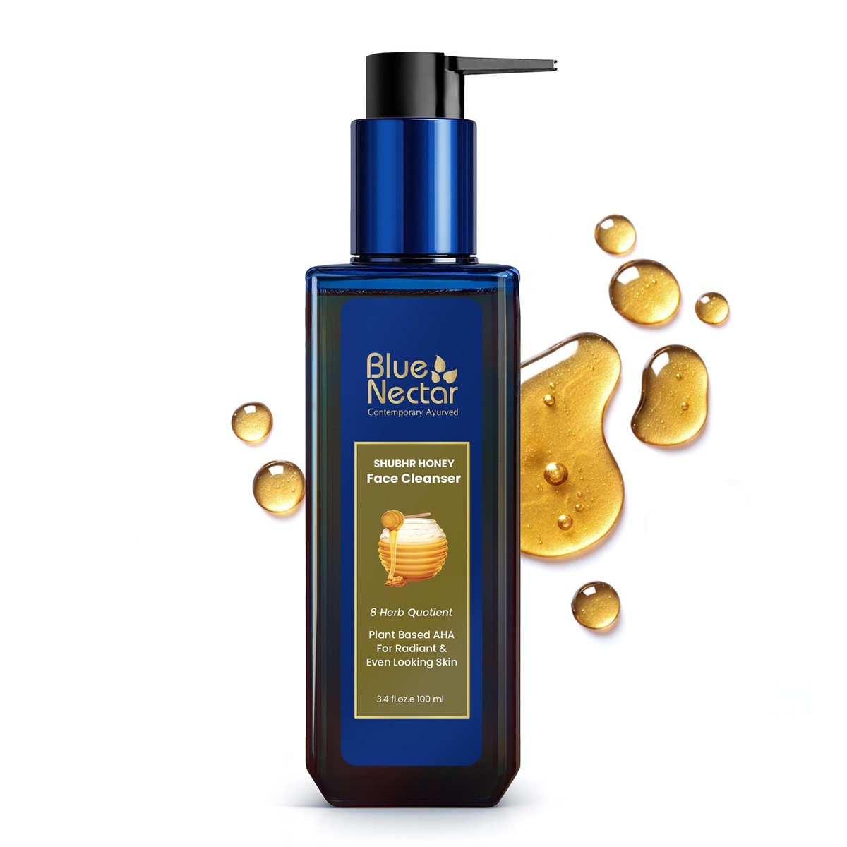 Blue Nectar Ayurvedic Honey and Aloe Vera Face Wash & Makeup Remover - Daily Facial Cleanser for Women and Men, All Skin Types (8 Herbs, 3.4 Fl Oz) - görsel 1