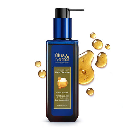Blue Nectar Ayurvedic Honey and Aloe Vera Face Wash & Makeup Remover - Daily Facial Cleanser for Women and Men, All Skin Types (8 Herbs, 3.4 Fl Oz)