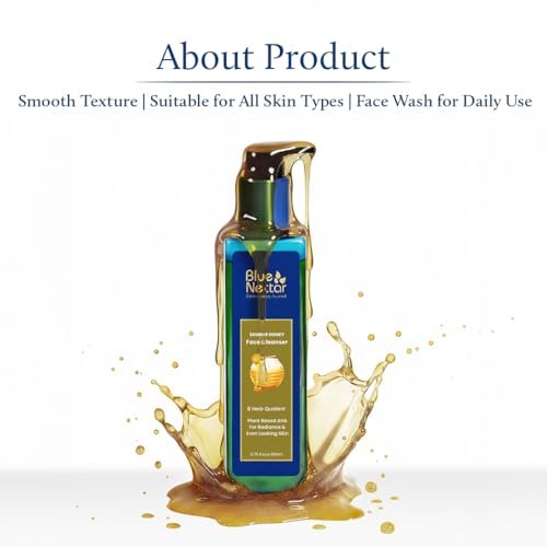 Blue Nectar Ayurvedic Honey and Aloe Vera Face Wash & Makeup Remover - Daily Facial Cleanser for Women and Men, All Skin Types (8 Herbs, 3.4 Fl Oz) - görsel 14