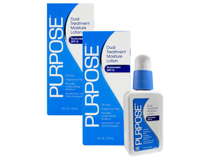 Purpose Dual Treatment Moisture Lotion with SPF 10 – Oil-Free, Fragrance-Free Daily Moisturizer for Sensitive Skin - 4 Fl Oz (Pack of 2) Avelisse