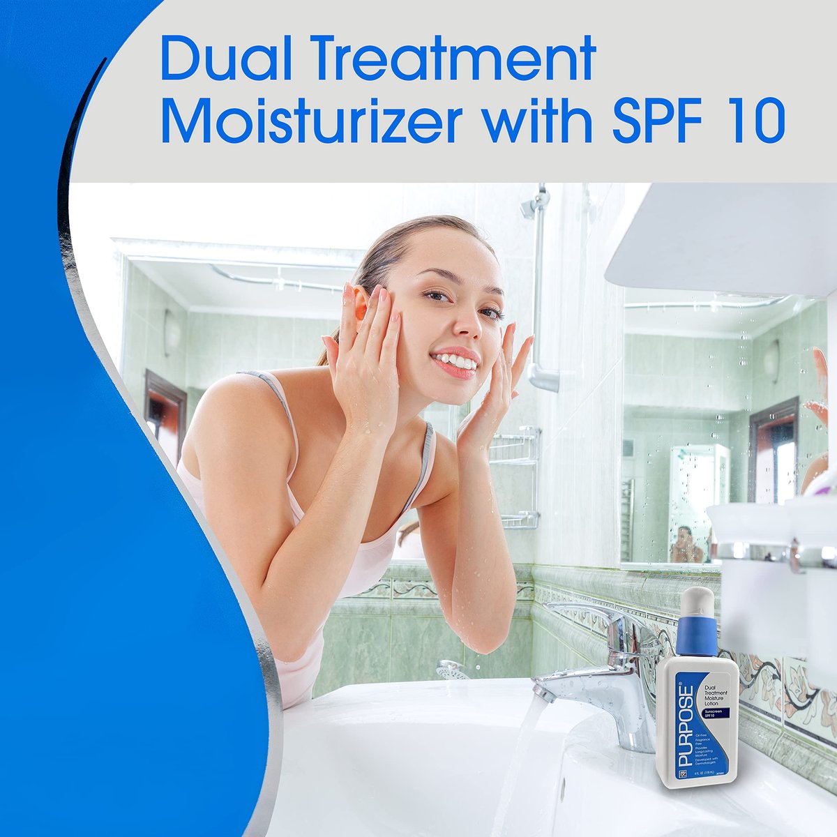 Purpose Dual Treatment Moisture Lotion with SPF 10 – Oil-Free, Fragrance-Free Daily Moisturizer for Sensitive Skin - 4 Fl Oz (Pack of 2) Avelisse