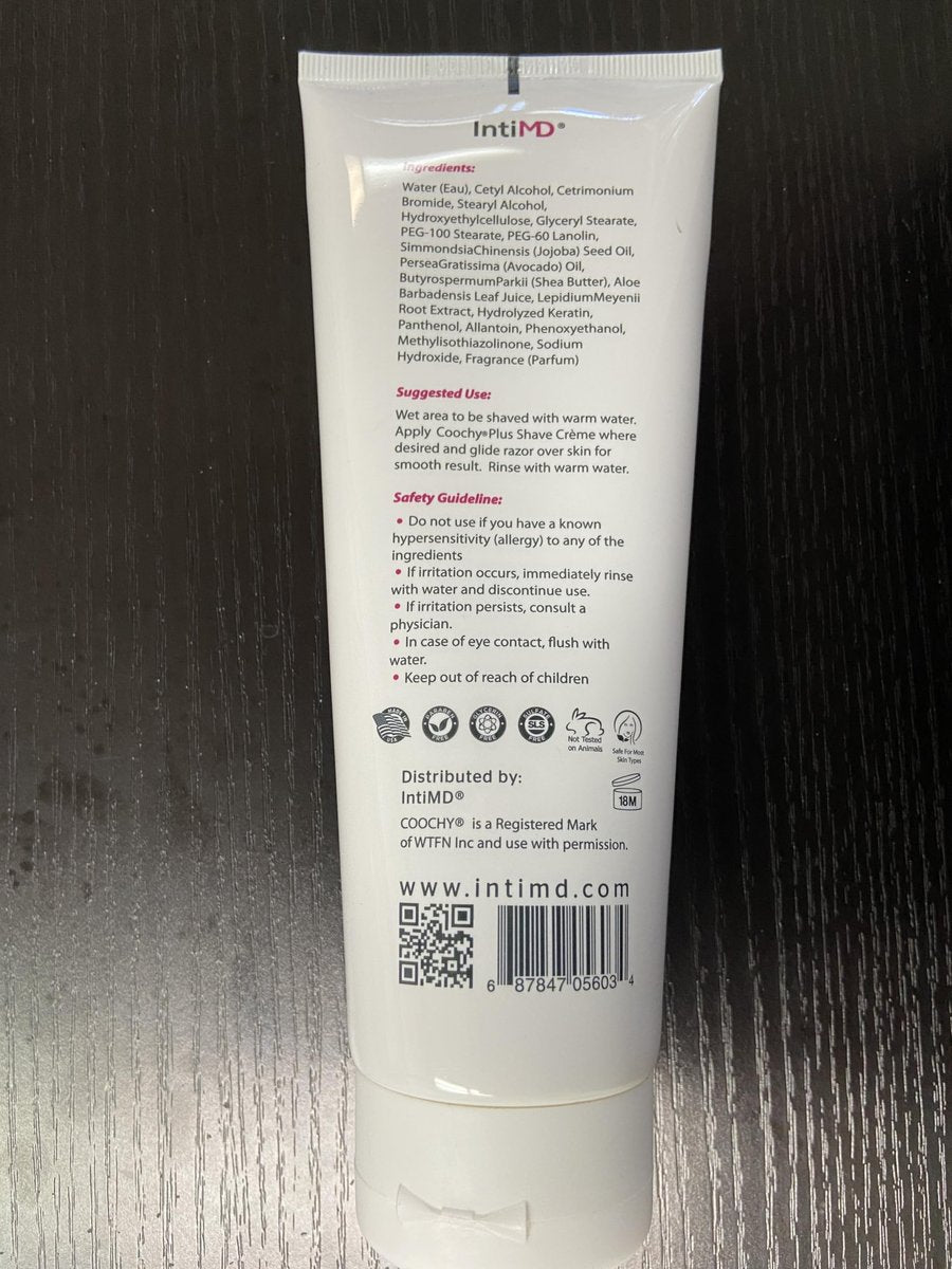 IntiMD COOCHY PLUS Intimate Shave Cream Gel - Rash-Free with Moisturizing+ - 8oz Squeeze Bottle Avelisse