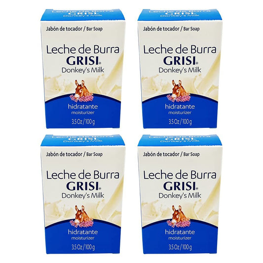 Grisi Donkey's Milk Soap 4-Pack (3.5 oz Each) - Natural Moisturizing Bar Soap for Sensitive Skin