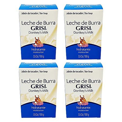 Grisi Donkey's Milk Soap 4-Pack (3.5 oz Each) - Natural Moisturizing Bar Soap for Sensitive Skin
