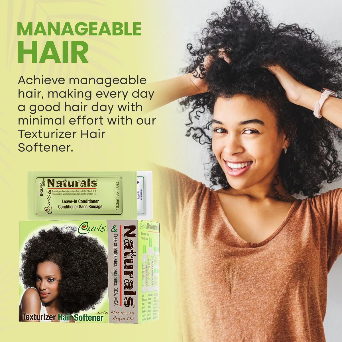 Curls & Naturals Texturizer Hair Softener with Moroccan Argan Oil - 3 Piece Set Avelisse