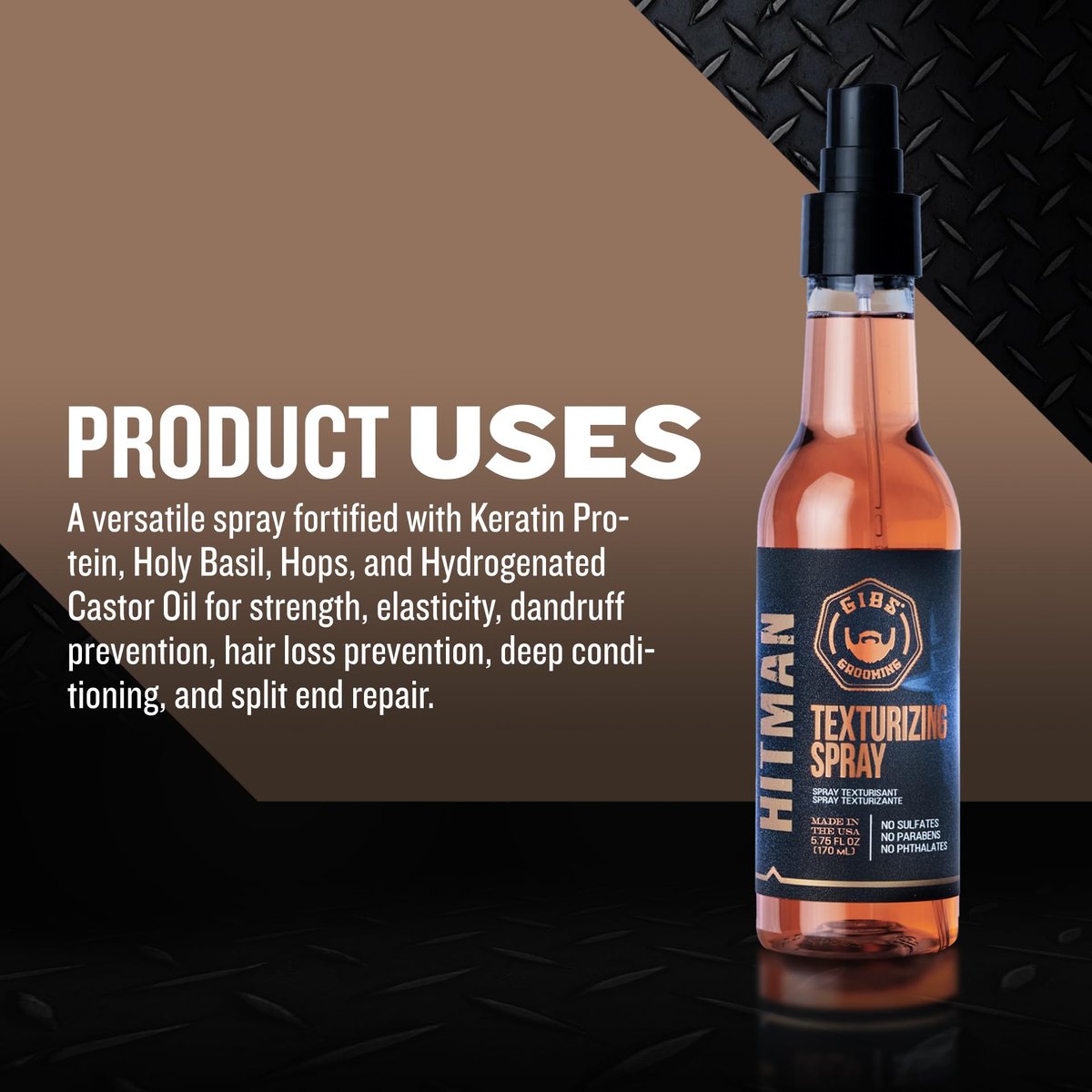 GIBS Grooming Hitman Texturizing Spray – 5 Fl Oz for Salon-Quality Volume and Texture Avelisse