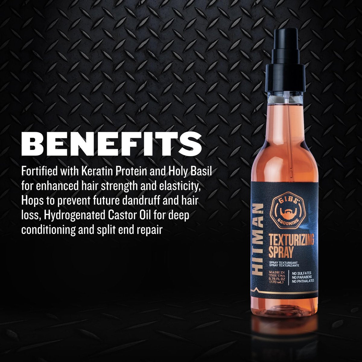 GIBS Grooming Hitman Texturizing Spray – 5 Fl Oz for Salon-Quality Volume and Texture Avelisse