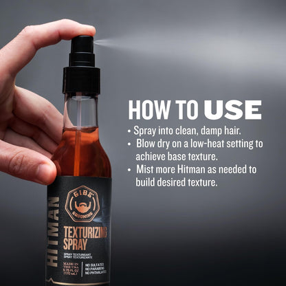 GIBS Grooming Hitman Texturizing Spray – 5 Fl Oz for Salon-Quality Volume and Texture Avelisse