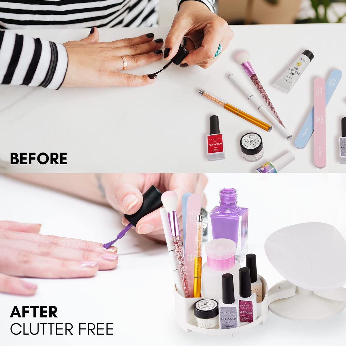 Makartt Nail Stand Hand Rest with Multi-Angle & Polish Trays - White Manicure Hand Rest for Salon or Home Use Avelisse