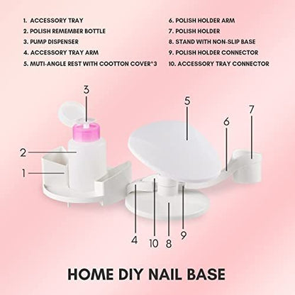 Makartt Nail Stand Hand Rest with Multi-Angle & Polish Trays - White Manicure Hand Rest for Salon or Home Use Avelisse