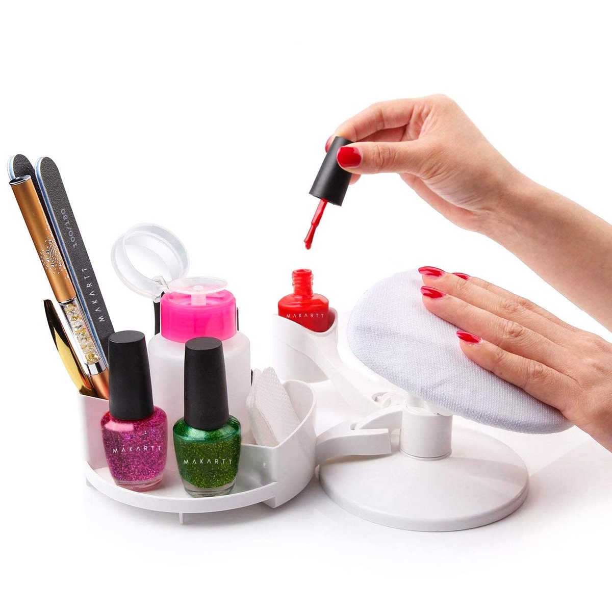Makartt Nail Stand Hand Rest with Multi-Angle & Polish Trays - White Manicure Hand Rest for Salon or Home Use Avelisse