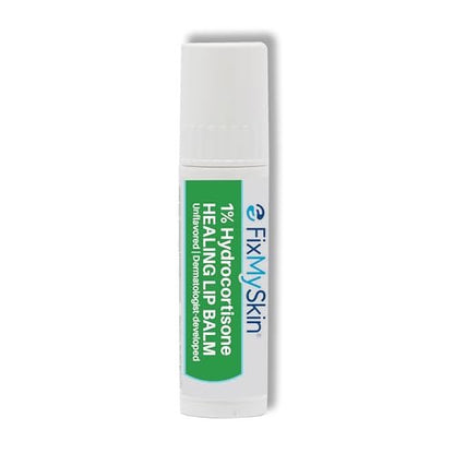 FixMySkin 1% Hydrocortisone Healing Lip Balm – Soothes Dry, Cracked & Irritated Lips, Unflavored, 0.15 oz Travel Tube