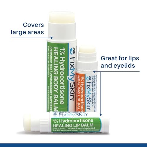 FixMySkin 1% Hydrocortisone Healing Lip Balm – Soothes Dry, Cracked & Irritated Lips, Unflavored, 0.15 oz Travel Tube - görsel 12