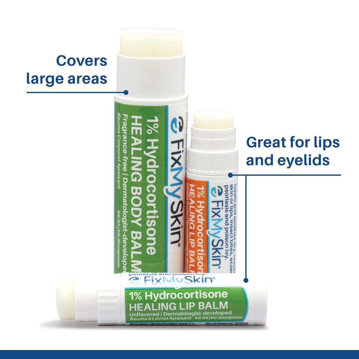 FixMySkin 1% Hydrocortisone Healing Lip Balm – Soothes Dry, Cracked & Irritated Lips, Unflavored, 0.15 oz Travel Tube - görsel 11