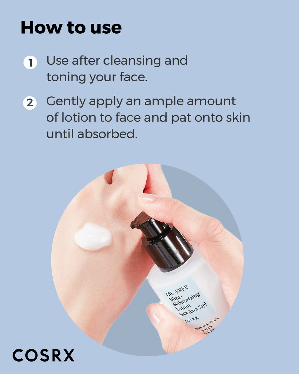 COSRX Oil Free Lotion with Birch Sap - Daily Acne Facial Moisturizer for All Skin Types, 3.38 fl.oz / 100ml Avelisse
