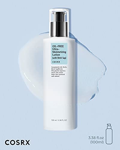 COSRX Oil Free Lotion with Birch Sap - Daily Acne Facial Moisturizer for All Skin Types, 3.38 fl.oz / 100ml Avelisse