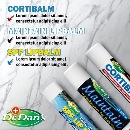 Dr. Dan's Complete Lip Care Kit - SunScreen SPF 30, CortiBalm for Chapped Lips, and Maintain Balm Moisturizer - Soothing Trio for Ultimate Health Avelisse