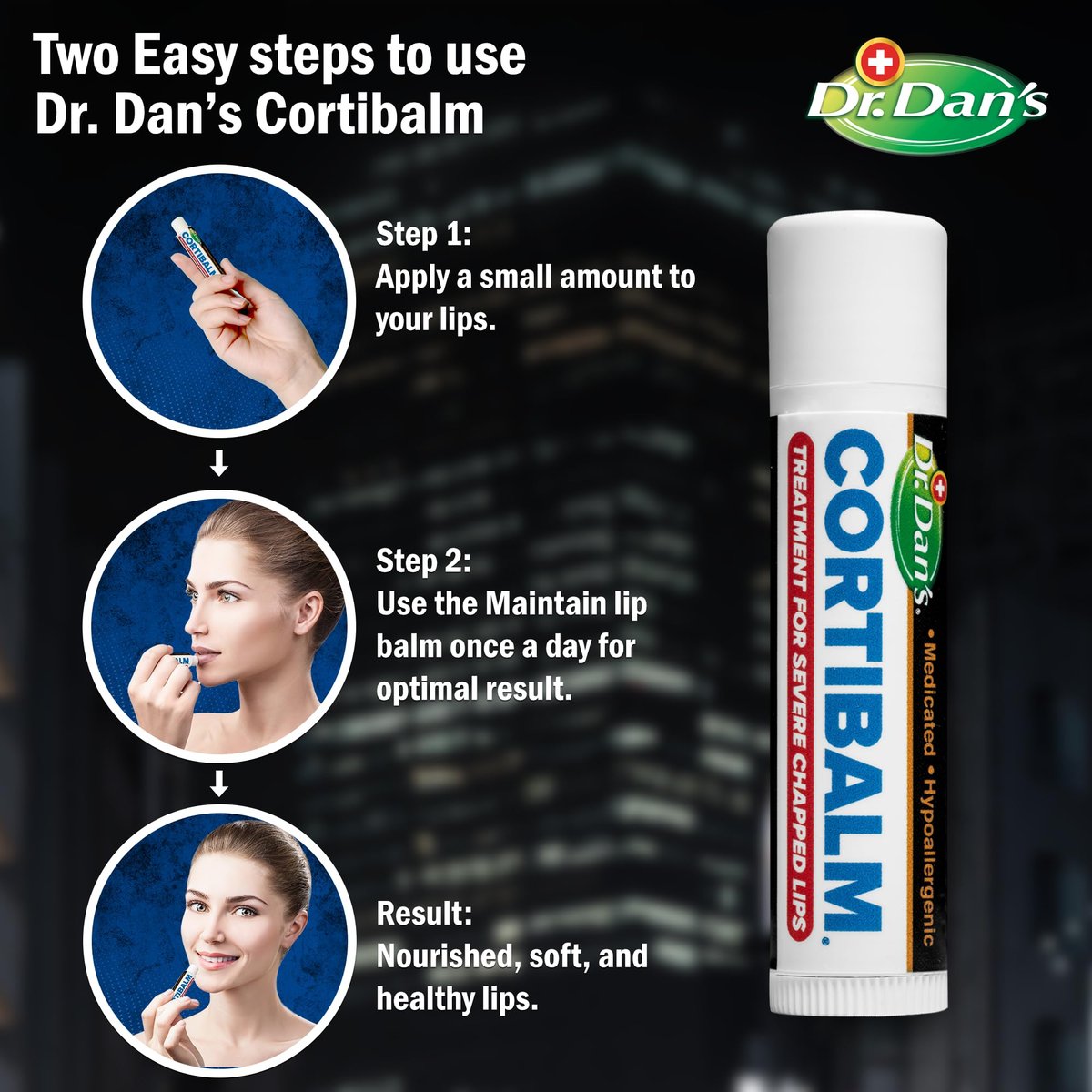 Dr. Dan's Complete Lip Care Kit - SunScreen SPF 30, CortiBalm for Chapped Lips, and Maintain Balm Moisturizer - Soothing Trio for Ultimate Health Avelisse
