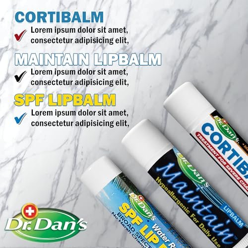 Dr. Dan's Complete Lip Care Kit - SunScreen SPF 30, CortiBalm for Chapped Lips, and Maintain Balm Moisturizer - Soothing Trio for Ultimate Health Avelisse