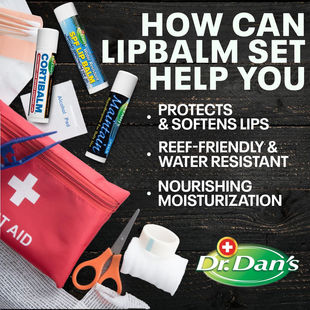 Dr. Dan's Complete Lip Care Kit - SunScreen SPF 30, CortiBalm for Chapped Lips, and Maintain Balm Moisturizer - Soothing Trio for Ultimate Health Avelisse