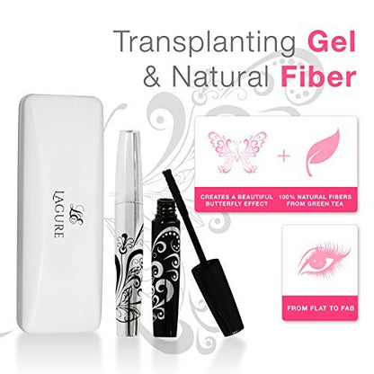400x Silk Fiber Lash Mascara - Thickening & Lengthening Eyelashes, Waterproof, Smudge Proof, Hypoallergenic - Includes Carry Case Avelisse