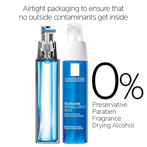 La Roche-Posay Toleriane Dermallergo Night Cream for Face - Intense Soothing Moisturizer for Sensitive Skin, Allergy Tested, with Vitamin E, 1.35 Fl Oz Avelisse