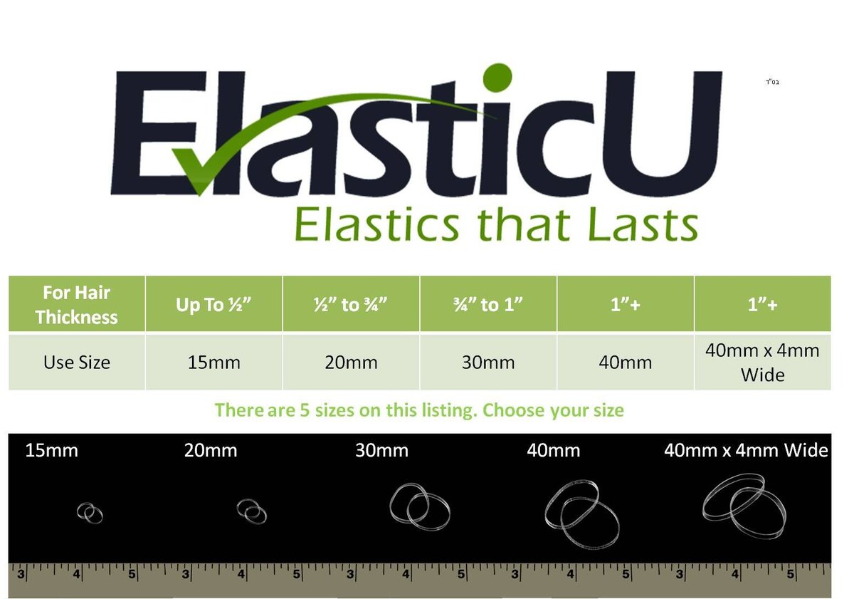 STRONG Reusable Clear Premium Polybands Hair Elastics Pack of 70 for Ponytail by ElasticU - görsel 11