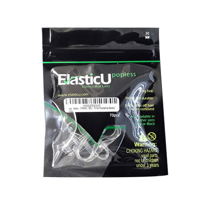 STRONG Reusable Clear Premium Polybands Hair Elastics Pack of 70 for Ponytail by ElasticU