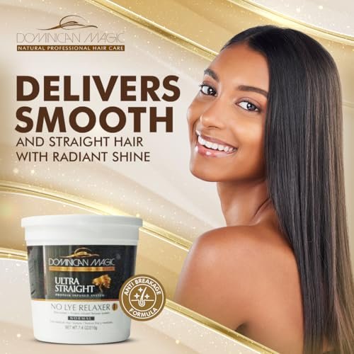 Dominican Magic Ultra Straight No Lye Hair Relaxer – Gentle Formula for Smooth, Frizz-Free, and Straight Hair – 7.4oz, Normal Strength, Professional Grade Relaxer Avelisse