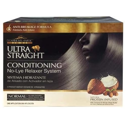 Dominican Magic Ultra Straight No Lye Hair Relaxer – Gentle Formula for Smooth, Frizz-Free, and Straight Hair – 7.4oz, Normal Strength, Professional Grade Relaxer Avelisse