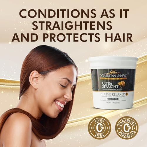 Dominican Magic Ultra Straight No Lye Hair Relaxer – Gentle Formula for Smooth, Frizz-Free, and Straight Hair – 7.4oz, Normal Strength, Professional Grade Relaxer Avelisse