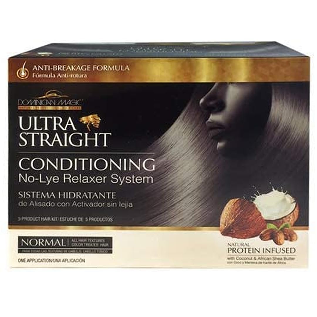 Dominican Magic Ultra Straight No Lye Hair Relaxer – Gentle Formula for Smooth, Frizz-Free, and Straight Hair – 7.4oz, Normal Strength, Professional Grade Relaxer Avelisse