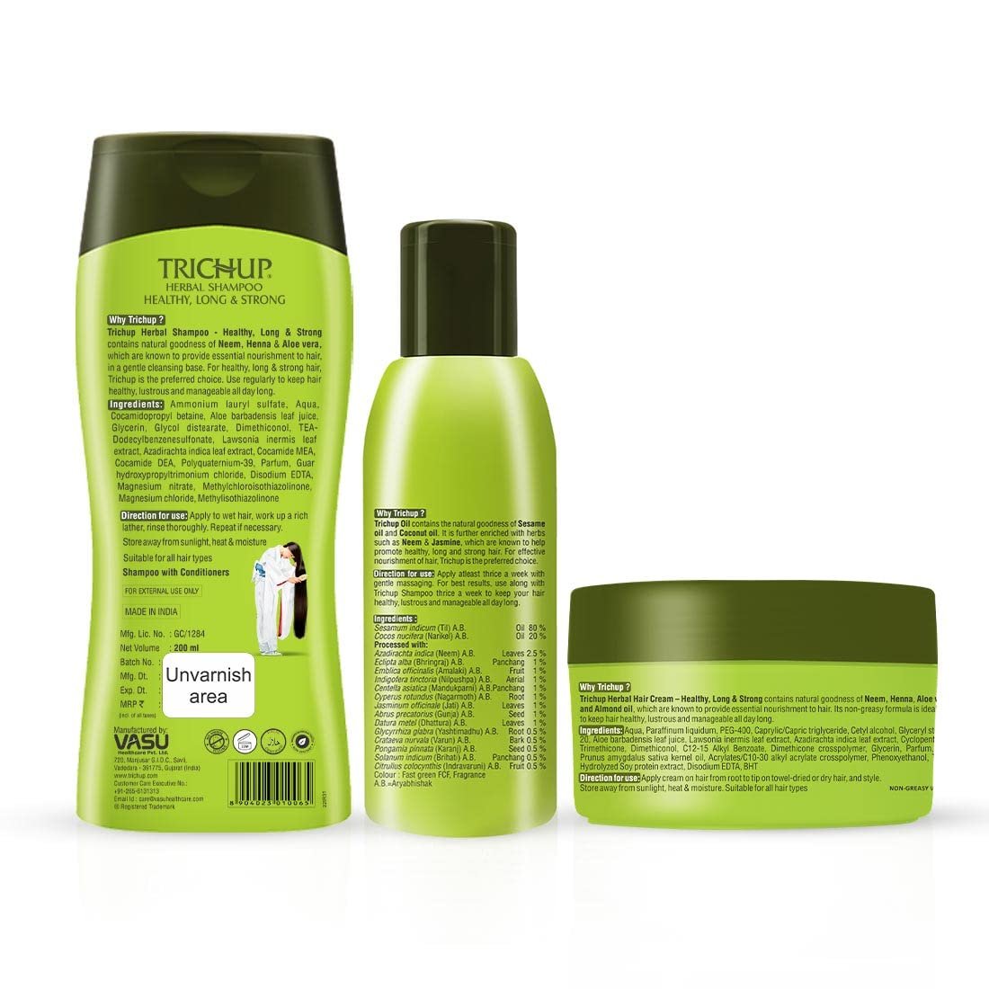 Trichup Anti-Hair Loss Treatment Kit - Hair Fall Control Oil, Shampoo & Cream (200ml Each) - 3-Pack - görsel 7
