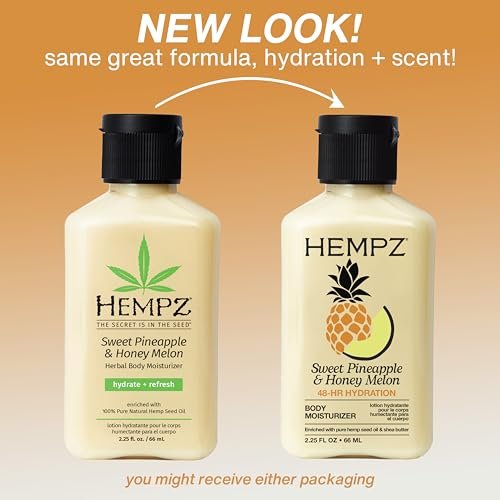 Hempz Sweet Pineapple & Honey Melon Moisturizing Body Lotion with Hemp Seed Oil, Jojoba, Vitamins A & E, 2.25 oz - görsel 4