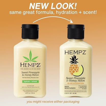 Hempz Sweet Pineapple & Honey Melon Moisturizing Body Lotion with Hemp Seed Oil, Jojoba, Vitamins A & E, 2.25 oz