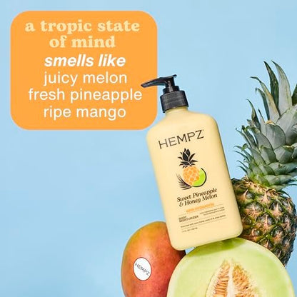 Hempz Sweet Pineapple & Honey Melon Moisturizing Body Lotion with Hemp Seed Oil, Jojoba, Vitamins A & E, 2.25 oz