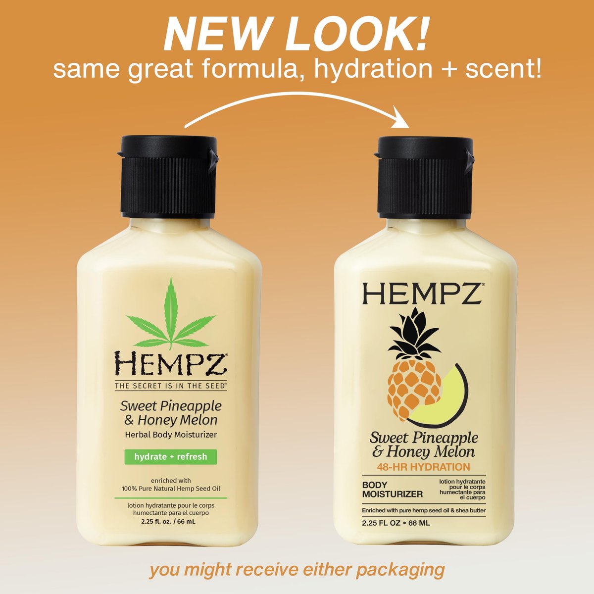 Hempz Sweet Pineapple & Honey Melon Moisturizing Body Lotion with Hemp Seed Oil, Jojoba, Vitamins A & E, 2.25 oz - görsel 3
