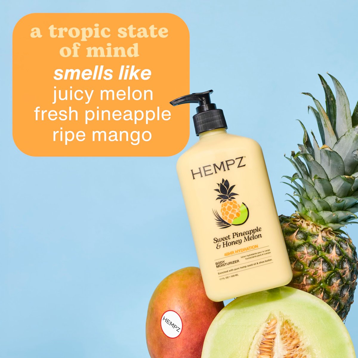 Hempz Sweet Pineapple & Honey Melon Moisturizing Body Lotion with Hemp Seed Oil, Jojoba, Vitamins A & E, 2.25 oz - görsel 5