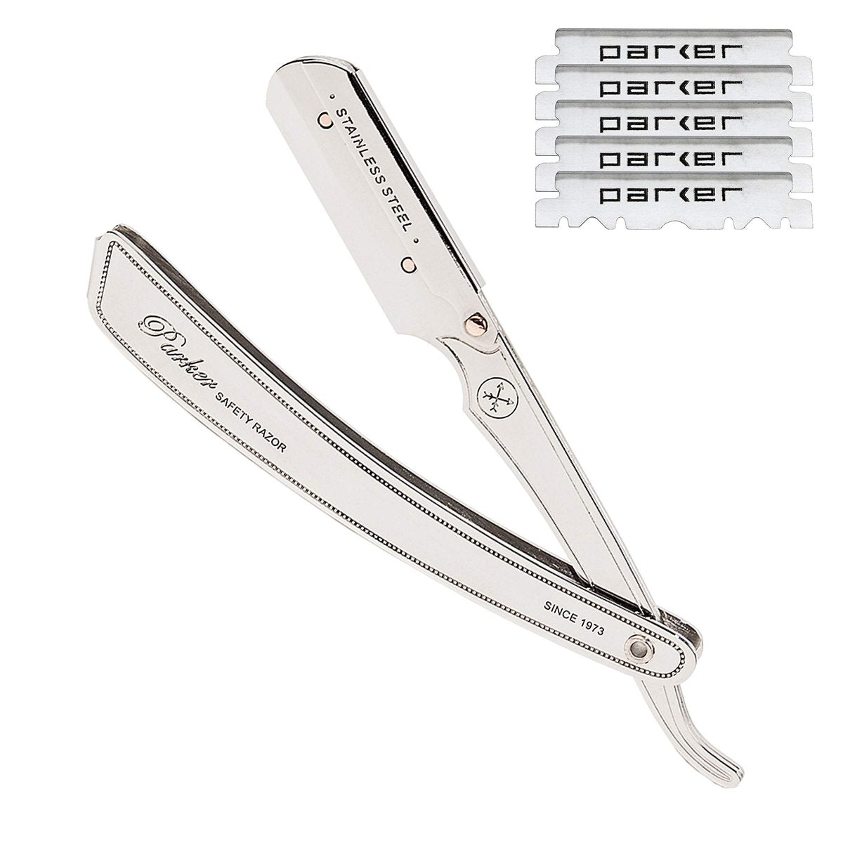 Parker SRX Straight Razor – All Stainless Steel Barber Razor with Clip-Type Blade Holder for Disposable Blades – Precision Wet Shaving Avelisse