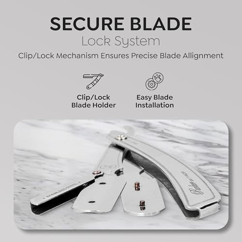 Parker SRX Straight Razor – All Stainless Steel Barber Razor with Clip-Type Blade Holder for Disposable Blades – Precision Wet Shaving Avelisse