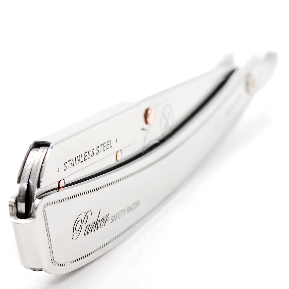 Parker SRX Straight Razor – All Stainless Steel Barber Razor with Clip-Type Blade Holder for Disposable Blades – Precision Wet Shaving Avelisse