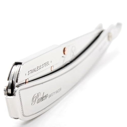 Parker SRX Straight Razor – All Stainless Steel Barber Razor with Clip-Type Blade Holder for Disposable Blades – Precision Wet Shaving Avelisse