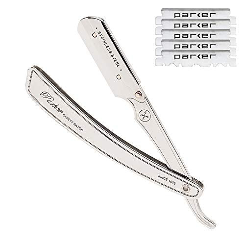 Parker SRX Straight Razor – All Stainless Steel Barber Razor with Clip-Type Blade Holder for Disposable Blades – Precision Wet Shaving Avelisse