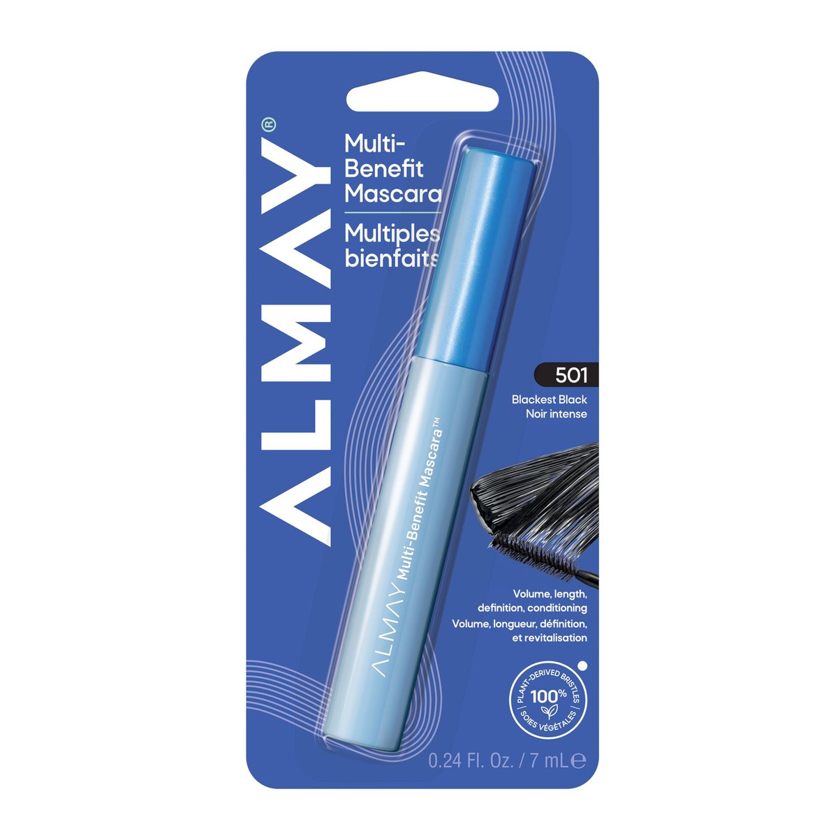 Almay Multi-Benefit Mascara, Volumizing + Lengthening, Hypoallergenic, 501 Blackest Black - görsel 2