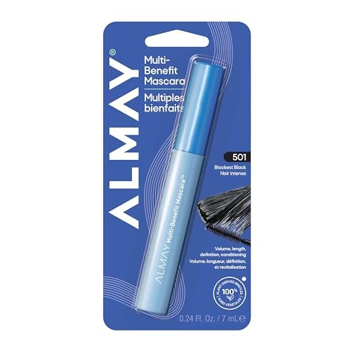 Almay Multi-Benefit Mascara, Volumizing + Lengthening, Hypoallergenic, 501 Blackest Black - görsel 1