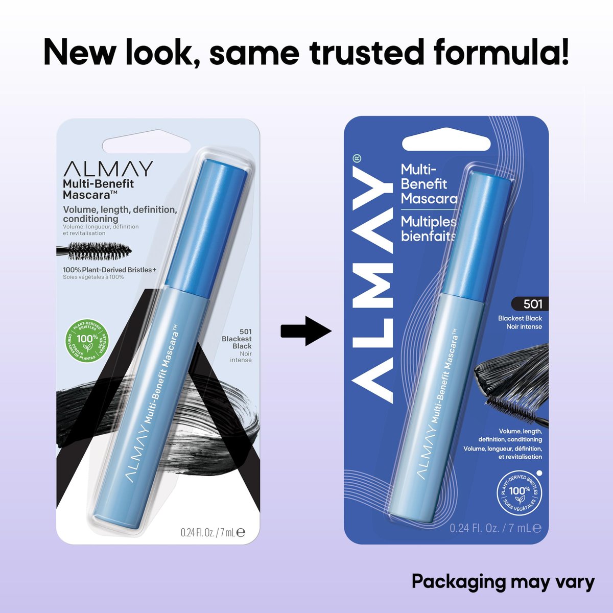 Almay Multi-Benefit Mascara, Volumizing + Lengthening, Hypoallergenic, 501 Blackest Black - görsel 10