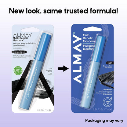 Almay Multi-Benefit Mascara, Volumizing + Lengthening, Hypoallergenic, 501 Blackest Black