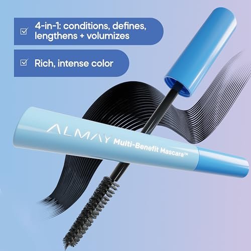 Almay Multi-Benefit Mascara, Volumizing + Lengthening, Hypoallergenic, 501 Blackest Black - görsel 3