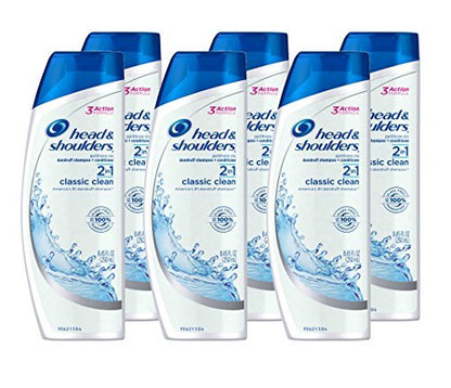 Head & Shoulders Classic Clean 2-in-1 Anti-Dandruff Shampoo and Conditioner, 8.45 fl oz (Pack of 6) Avelisse